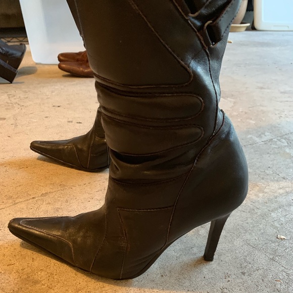 Steven Dark Brown High Heel Booties - Picture 6 of 8